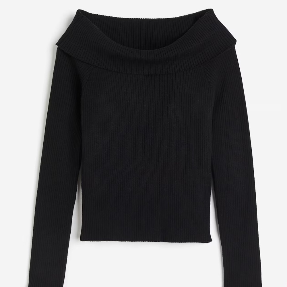 NWOT Off-Shoulder Ribbed Top - Picture 2 of 5